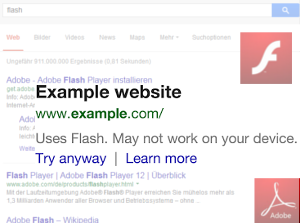 Google kennzeichnet Flash-Inhalte